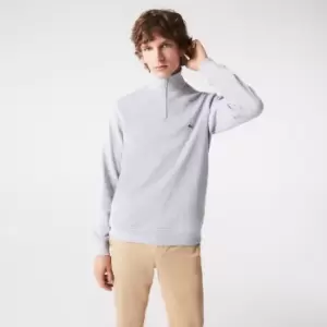 Lacoste Mens Zippered Stand-Up Collar Cotton Sweatshirt Size 6 - XL Grey Chine