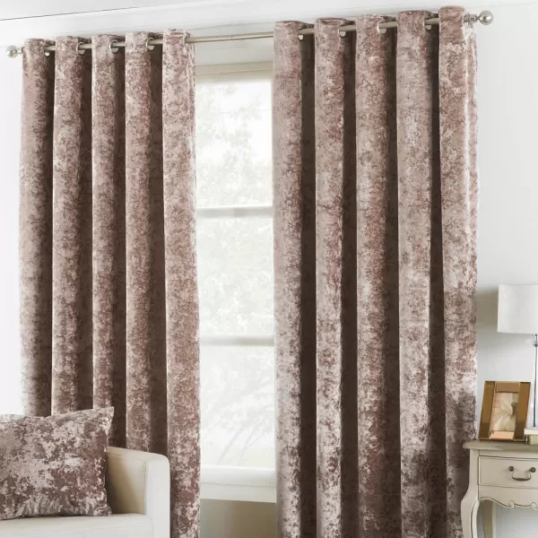 Verona Crushed Velvet Eyelet Curtains Oyster, Oyster / 168 x 137cm