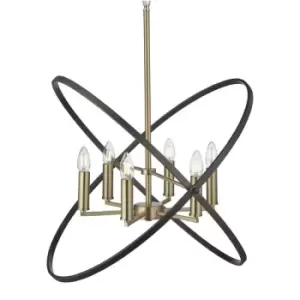 Searchlight Hoopla - 6 Light Pendant Bronze, Brown, E14