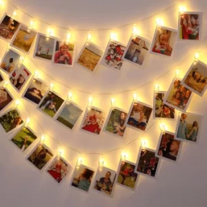 Photo Clip Light Chain 42 Pictures Integrated LEDs Remote Controlled