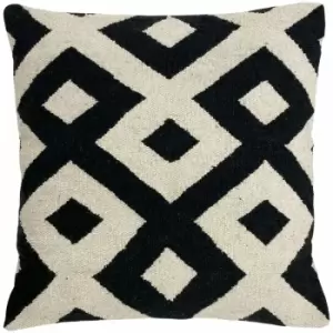 The Linen Yard Kush Woven Jacquard 100% Cotton Cushion Cover, Black/White, 50 x 50 Cm