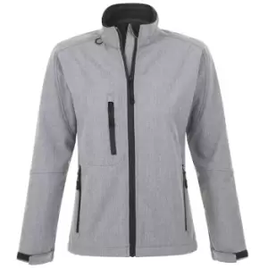 SOLS Womens/Ladies Roxy Soft Shell Jacket (Breathable, Windproof And Water Resistant) (S) (Grey Marl)