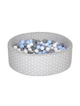 Cotton Ball Pit Grey And Stars - Light Blue With 200 Balls - 6 Cm