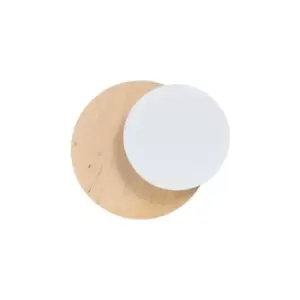 Circle Wood, White Flush Wall Lamp 1x G9