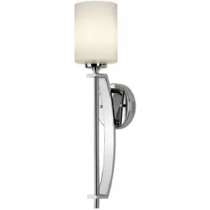 IP44 Wall Light Large Single Opal Etched Glass Shade Polished Chrome LED G9 3.5W