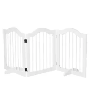 Pawhut Freestanding 3 Pannel Pet Safety Gate w/ Support Feet - White