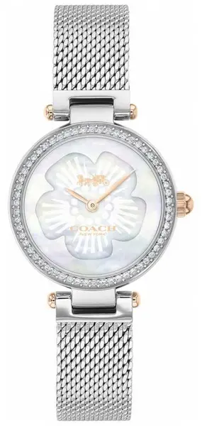 Coach 14503510 Womens Park Steel Mesh Bracelet Flower Watch