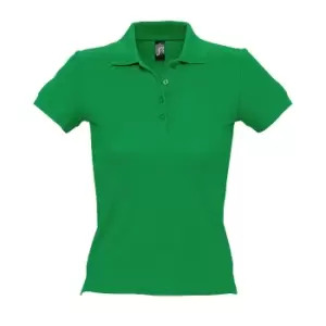 SOLS Womens/Ladies People Pique Short Sleeve Cotton Polo Shirt (M) (Kelly Green)