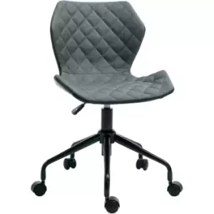 HOMCOM Home Office Swivel Desk Chair Nylon Wheels Adjustable Height Linen Grey - Grey