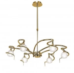 Telescopic Ceiling Pendant Semi Flush Convertible 6 Light G9, Polished Brass