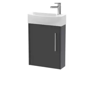 Hudson Reed Juno Compact 440mm Wall Hung 1 Door Unit & 1 Tap Hole Basin LH - Graphite Grey