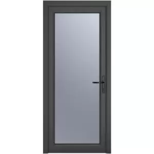 Crystal uPVC Single Door Full Glass Left Hand Open In 920mm x 2090mm Obscure Double Glazed Grey/White (each)