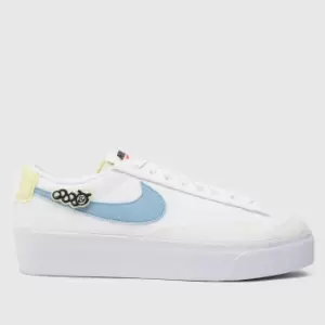 Nike White & Blue Blazer Low Platform Next Natur Trainers