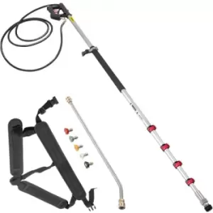 VEVOR Telescoping Pressure Washer Wand, 5-Section Length Adjustable, Max. 4000 PSI Fit for 3/8'' Quick Connection, 5 Spray Nozzles, Belt, for Roof, Fe