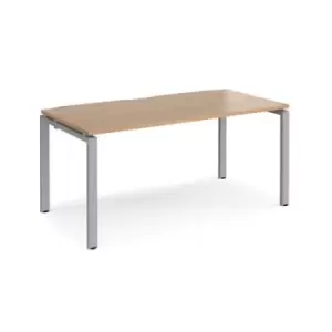 Bench Desk Single Person Starter Rectangular Desk 1600mm Beech Tops With Silver Frames 800mm Depth Adapt