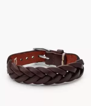 Fossil Men Leather Essentials Brown Leather Strap Bracelet