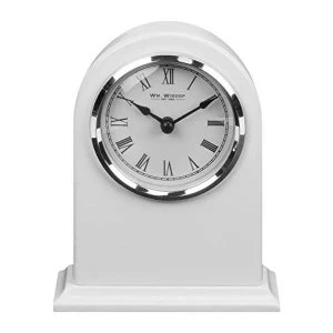 High Gloss White Arched Mantel Clock