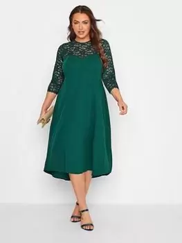 Yours High Low Lace Sweetheart Dress, Green, Size 22, Women