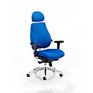 Posture Chair Chiro Plus Ultimate With Headrest In Blue Fabric With Adjustable Arms