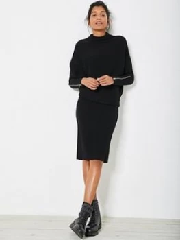 Mint Velvet Mint Velvet Black Funnel Neck Jumper Dress, Black Size M Women