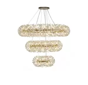 3 Tier Pendant 74 Light G9 French Gold, Crystal, Item Weight: 37.6kg
