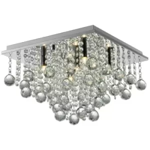 Zumaline Lighting - Zumaline Rangel Crystal Ceiling Light, Silver, 5x G9