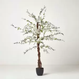 Homescapes - Artificial Blossom Tree with White Silk Flowers 5 Ft - White