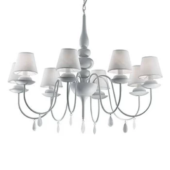 Blanche 8 Light Multi Arm Chandelier White Finish, E14