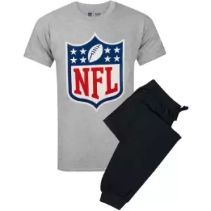 NFL Mens Logo Long Pyjama Set (M) (Grey/Black/Blue)