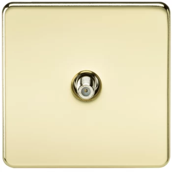 KnightsBridge SAT TV Outlet 1G Screwless Polished Brass Non-Isolated Wall Plate