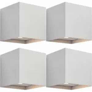 4 pack Up & Down Twin Outdoor Wall Light - 2 x 5.5W cct LED - Matt White