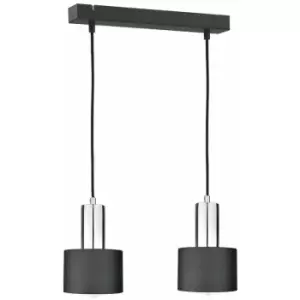 Keter Luce Bar Pendant Ceiling Light Black, Silver, 50cm, 2x E27