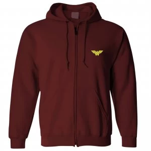 DC Wonder Woman Unisex Zipped Hoodie - Burgundy - L