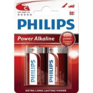 Philips LR14 1.5V Alkaline C Batteries (2 Pack)