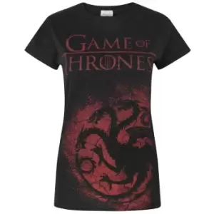 Game of Thrones Womens/Ladies House Targaryen T-Shirt (M) (Black/Red)