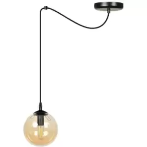 Emibig Gigi Black Globe Pendant Ceiling Light with Amber Glass Shades, 1x E14