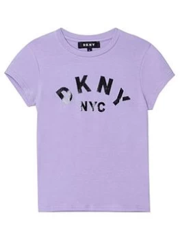 DKNY Girls Print Logo T-Shirt - Lilac Size Age: 6 Years, Women