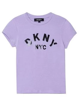 DKNY Girls Print Logo T-Shirt - Lilac Size Age: 16 Years, Women