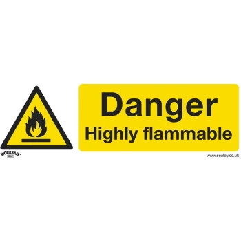 Sealey - SS45V1 Warning Safety Sign - Danger Highly Flammable - Self-Adhesive Vinyl