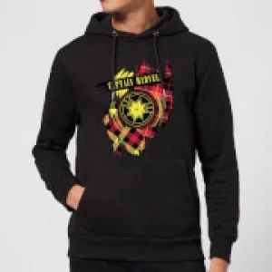 Captain Marvel Tartan Patch Hoodie - Black - XXL