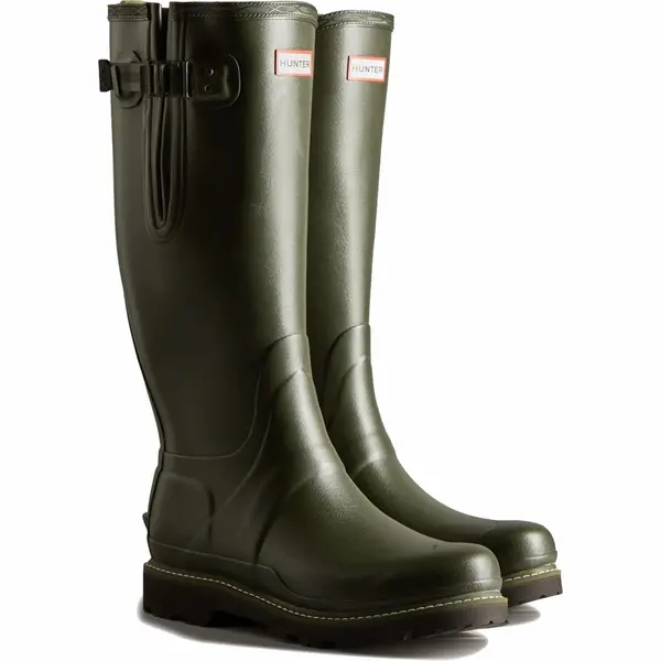 Hunter Mens Balmoral Tall Side Adjustable Commando Sole Wellies Wellingtons - UK 8