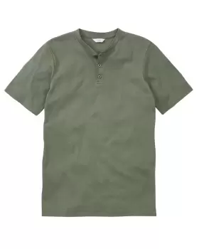 Cotton Traders Short Sleeve Grandad Base Layer in Green