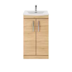 Nuie Athena 500 Floor Standing 2-door Vanity & Curved Basin - Natural Oak