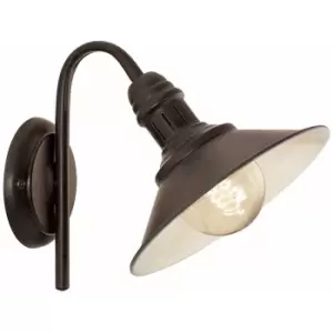 Loops - LED Wall Light / Sconce Antique Brown & Beige Steel Shade 1 x 60W E27 Bulb