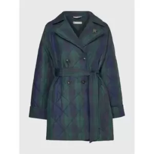 Tommy Hilfiger Check Quilted Peacoat - Green