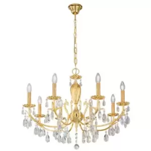 Kolarz VICTORIA 2 - Classic Crystal 8 Arm Chandelier Polished Gold, 8x E14