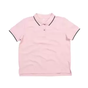 Mantis Womens/Ladies The Tipped Polo Shirt (S) (Soft Pink/Navy)