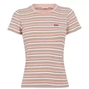 Levis Short Sleeve Striped T Shirt - Pink