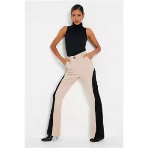 I Saw It First Stone Highwaisted Colour Block Flared Trouser - Brown