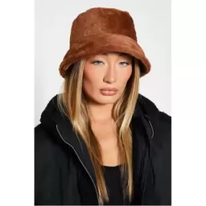 I Saw It First Faux Fur Bucket Hat - Brown